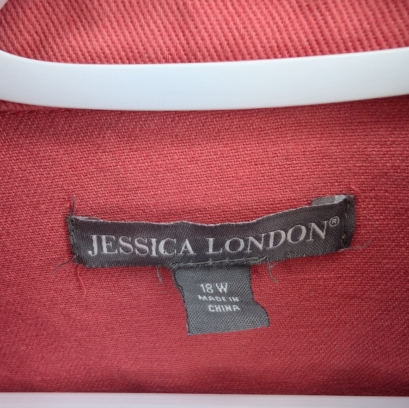 Jessica London 18W Plus Size Coral Button Cotton Denim Jacket Women - Picture 3 of 10